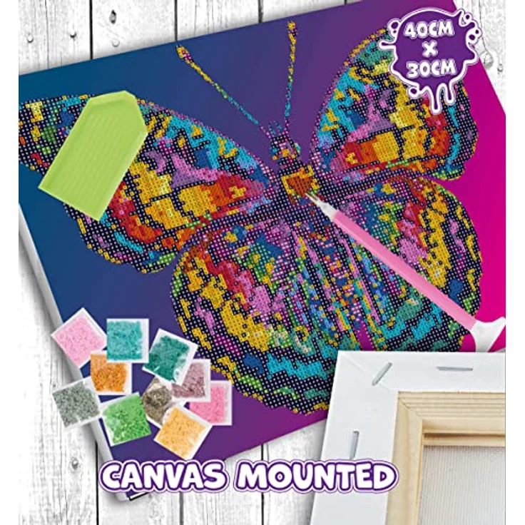 SPLAT PLANET Schmetterling 5D Diamant-Gemälde-Set, gerahmt, inklusive Strasssteine, 30 x 40 cm, Kunst und Handwerk für Erwachsene und Kinder – Bild 5