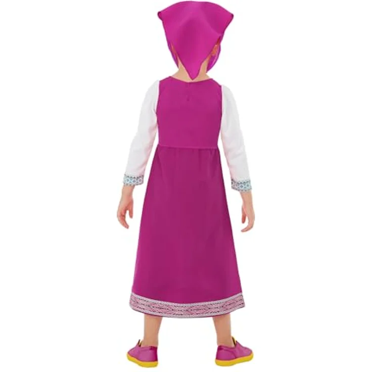 Funidelia Offizielles Masha Kostüm, Rosa Kleid mit Kopftuch für Mädchen, Größe 4-6 Jahre, ideal für Karneval und Halloween – Bild 2