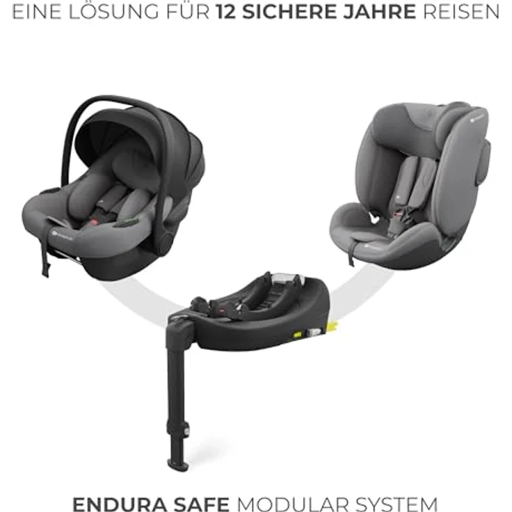 Kinderkraft Endura Safe Modular System, 3-in-1 Babyschale I-LITE, Kindersitz I-FIX ENDURA SAFE und Isofix Basis, für Kinder von 0 bis 12 Jahre, i-Size konform – Bild 7