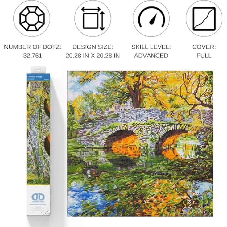 DIAMOND DOTZ 2592171, 5D Diamond Painting Set "Brücke", DIY Diamant-Malerei-Kit mit runden Glitzersteinen, 51 x 51 cm, Schwierigkeitsgrad: schwer, für Erwachsene und Kinder ab 12 Jahren – Bild 2