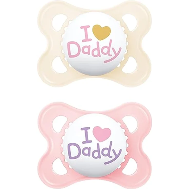 MAM Original Schnuller im 2er-Set, zahnfreundlicher Baby Schnuller aus nachhaltigen & bio-erneuerbaren Materialien, Sauger aus MAM SkinSoft Silikon, mit Schnullerbox, 0-6 Monate, rosa/hellbeige – Bild 1