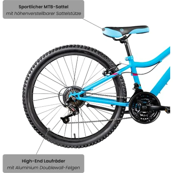 Galano GA20 Mountainbike 24 Zoll Jungen Mädchen Fahrrad für Jugendliche in blau - 21 Gänge, ab 8 Jahre, MTB Hardtail mit Federgabel – Bild 4