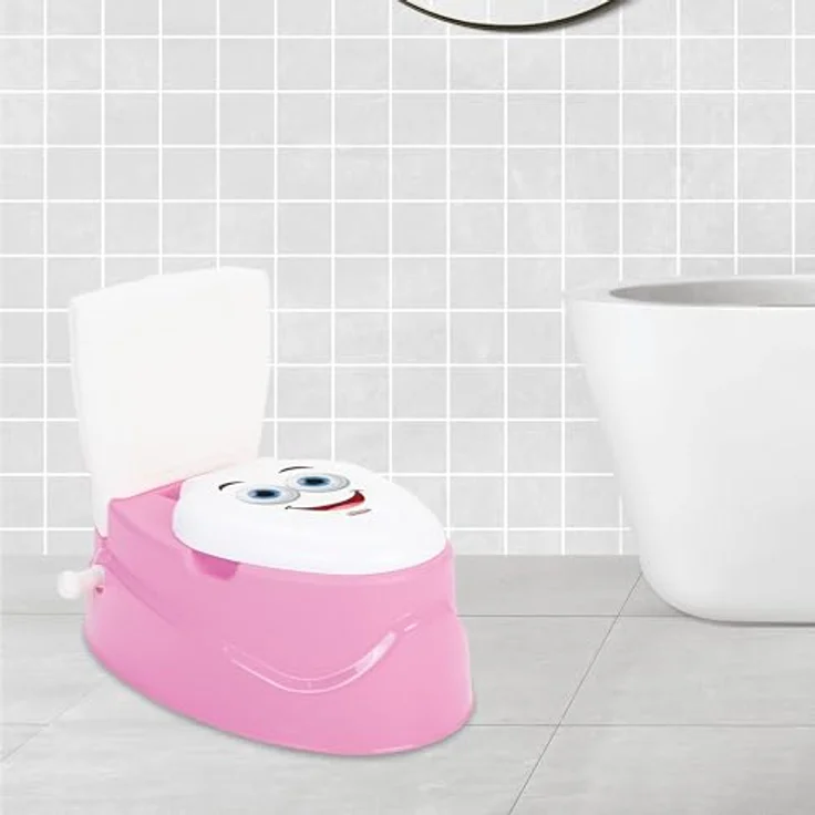 Lemodo Toilettentrainer Töpfchen für Kinder ab 18 Monaten mit Musik, herausnehmbarer Innenbehälter, pink/blau/grau – Bild 6