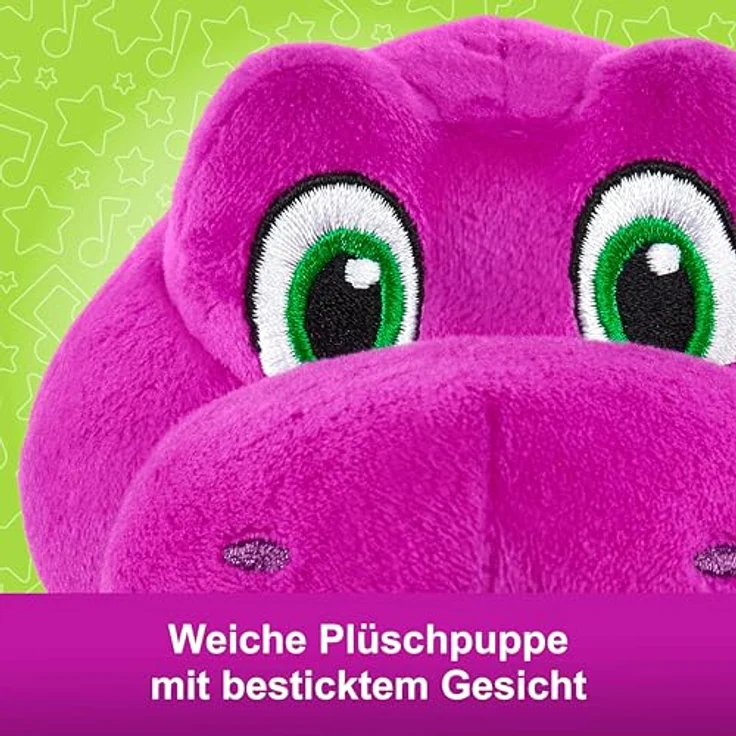 Fisher-Price Barney Plüsch-Dinosaurier-Figur, ca. 16,5 cm groß, kuschelige Rollenspiel-Action für Kinder ab 2 Jahren, HVF40 – Bild 4