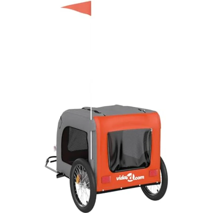 vidaXL Fahrradhundeanhänger Fahrradanhänger Hunde Orange und Grau Oxford-Gewebe & Eisen, 45 kg Tragfähigkeit – Bild 10