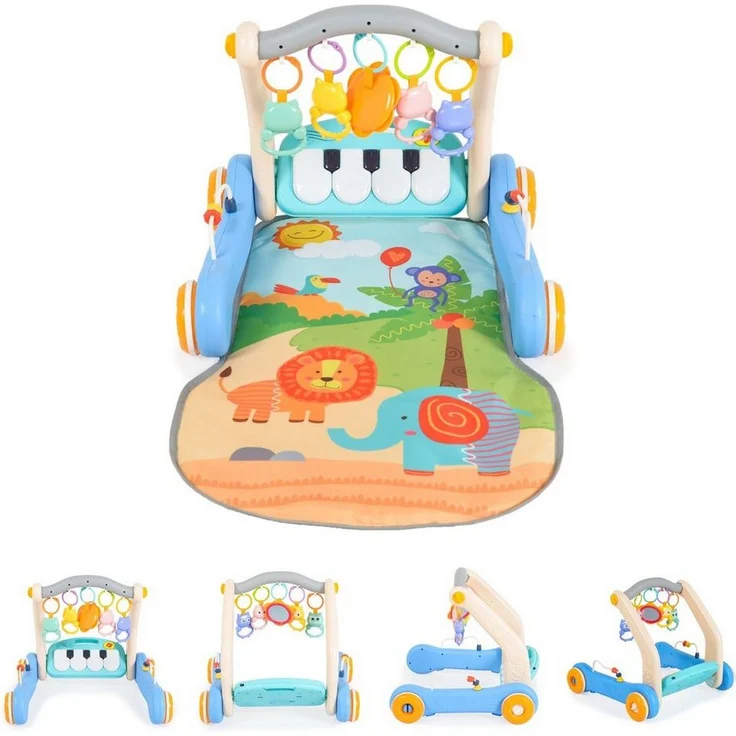 Moni Lauflernhilfe Lauflernwagen 2in1 Piano HE0637, Krabbeldecke, Spielbogen, Activitycenter, bunt