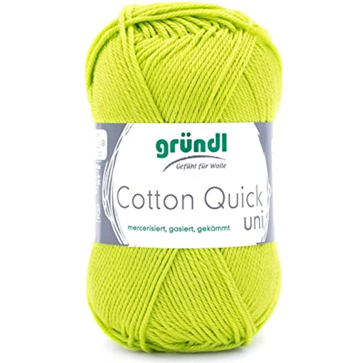 Gründl Cotton Quick Uni Strickgarn/Häkelgarn, 1 Knäuel à 50 g (farbenfrohes Garn aus 100% Baumwolle, OEKO-TEX zertifiziert, 50 g / 125 m, Nadelstärke: 3-4, 1 x 50 g), Hellgrün – Bild 1