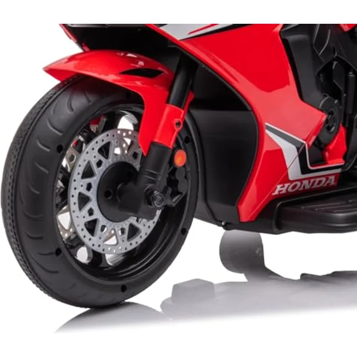 Sun Baby Kinder Elektro Motorrad CBR 1000RR, 12V Kinderfahrzeug mit 2 abnehmbaren Stützrädern (Rot) – Bild 4