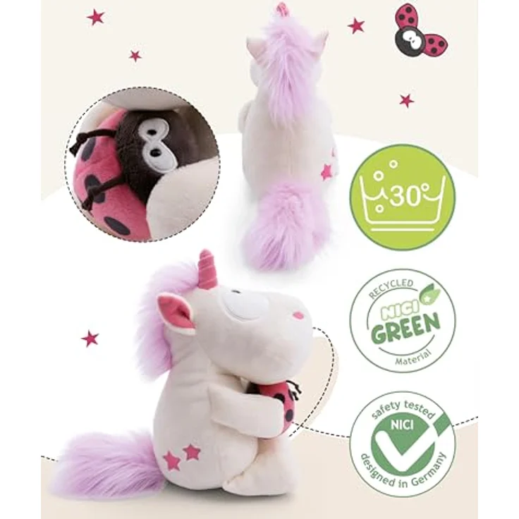 NICI Kuscheltier Einhorn Theodor mit Marienkäfer, 35cm weiß, weiches Plüschstofftier, ideal zum Kuscheln und Spielen, tolle Geschenkidee - 61388 – Bild 3