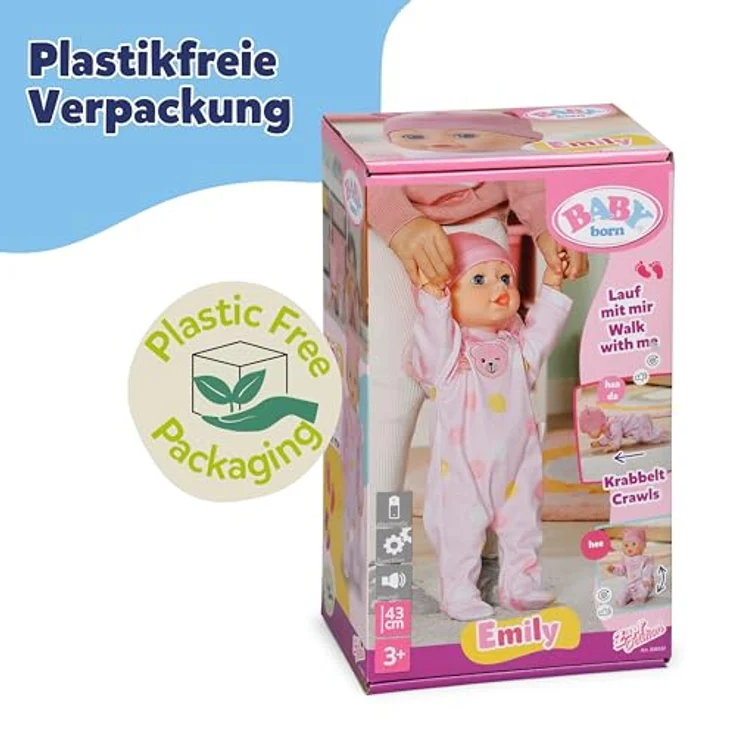 Baby Born Stehpuppe Emily, 43 cm Laufhilfe mit Babygeräuschen und krabbelnder Funktion – Bild 9