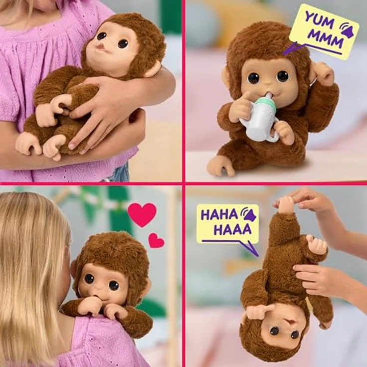 Moose Little Live -Haustiere meine Babypaffenspielfigur, interaktive Plüschtier Elch mit über 50 reaktionen, süßem Gesicht und beweglichen Händen, braun – Bild 5