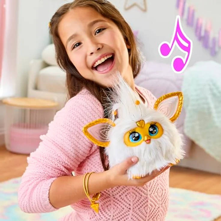Hasbro Furby Gold Glam, interaktives Funktionsplüschspielzeug mit 5 Modi und über 600 Sätzen, gold – Bild 3