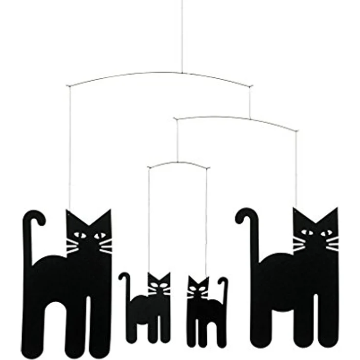 Flensted Mobile Cats Black, Baby-Mobile mit handgefertigten Katzenmotiven, 30 x 36 cm – Bild 1