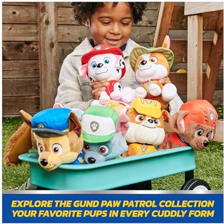 GUND PAW Patrol Rubble Plush, Offizielles 20 cm Kuscheltier mit Sensorik, Gewicht und weichem Material – Bild 2