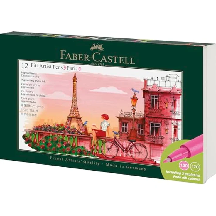OTTO Pitt Artist Pen Tuschestift, Geschenkset Paris, 12-teilig, wasserfeste Filzstifte mit flexibler Pinselspitze – Bild 2