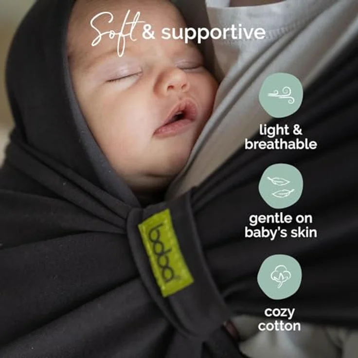 Boba Pre-Wrapped Baby Wrap Carrier, 2-in-1 Tragehilfe mit Buckle, leicht und atmungsaktiv für Neugeborene bis 35lb, Charcoal – Bild 5