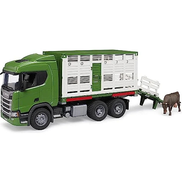 bruder 03548 - Scania Super 560R Tiertransporter LKW mit 1 Rind - 1:16 Fahrzeuge, Lastwagen, Vieh Anhänger, Spielzeug ab 4 Jahre – Bild 1