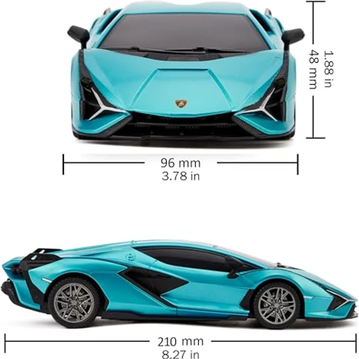 CMJ RC CARS Lamborghini Sián FKP 37, 1:24 Maßstab, blau, ferngesteuertes Sport Rennspielzeugauto mit 6,4 km/h Höchstgeschwindigkeit – Bild 3
