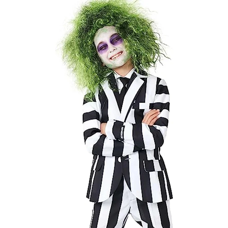 Suitmeister Boys Beetlejuice Kostüm, Slim-Fit Halloween Anzug mit Blazer, Hose und Krawatte, verstellbarer Bund, 100% Polyester – Bild 3