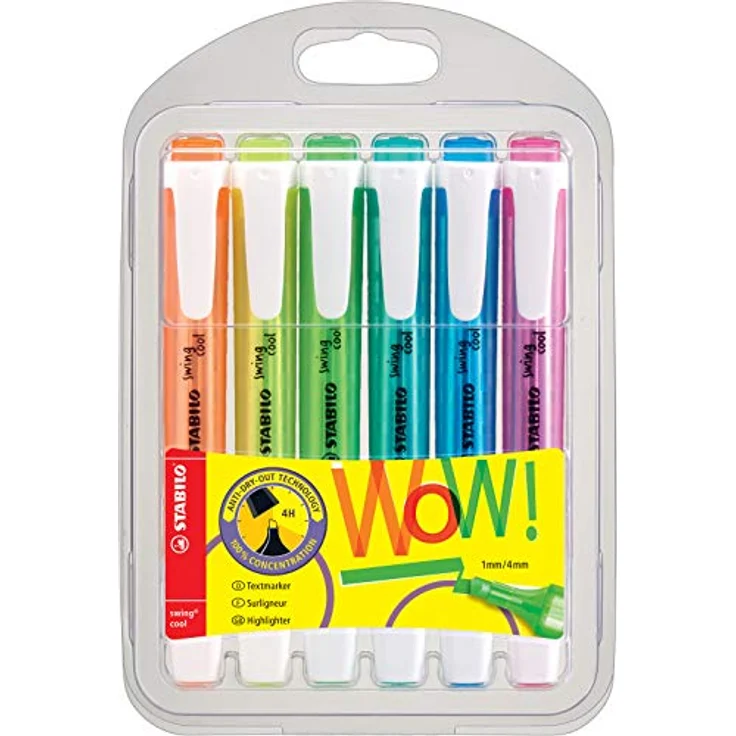STABILO Swing Cool – Packung mit 6 Textmarkern – farblich sortiert, Anti-Austrocknung Technologie, intensive Lichtbeständigkeit – Bild 2