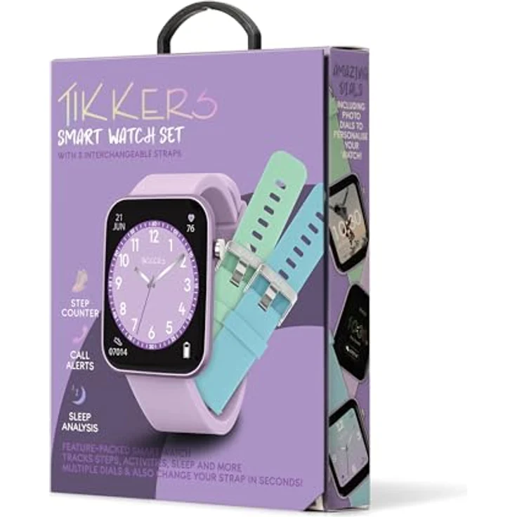 Tikkers Smart Series 13, Kinder-Smartwatch mit lila Silikonarmband, IP68 wasserdicht, Sport-Tracking, GPS und personalisierbaren Zifferblättern – Bild 5