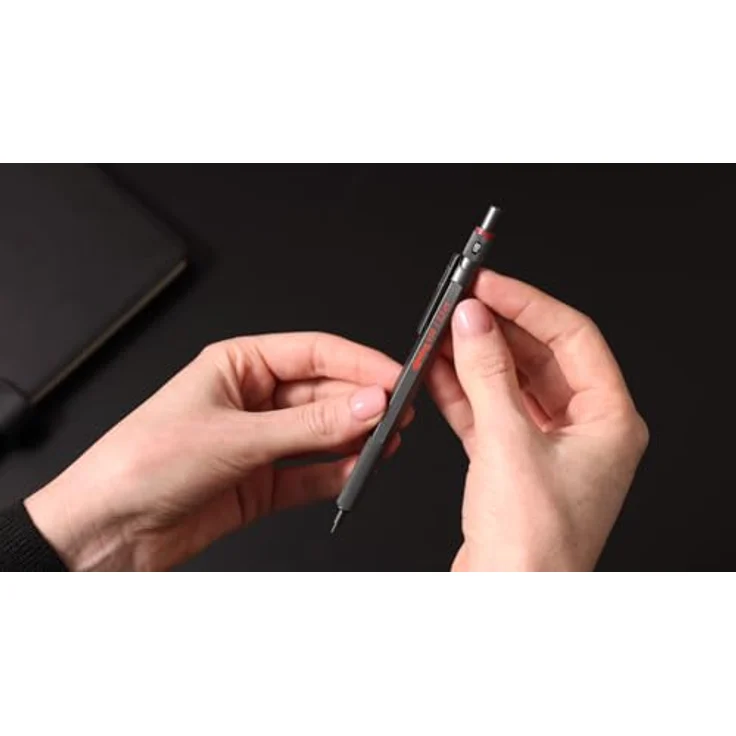 Rotring 600 Kugelschreiber, Metallgehäuse, nachfüllbar, tiefschwarze Tinte, grau – Bild 2