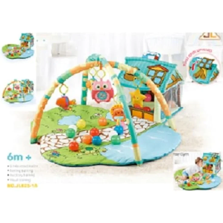 Moni Spielbogen Activity Center Happy Farm JL625-1A, Spielbogen 30 Spielbälle, kleines Haus, für Babys ab 6 Monate, abnehmbarer Spielbogen, inkl. Krabbeldecke und Spielzeug – Bild 2