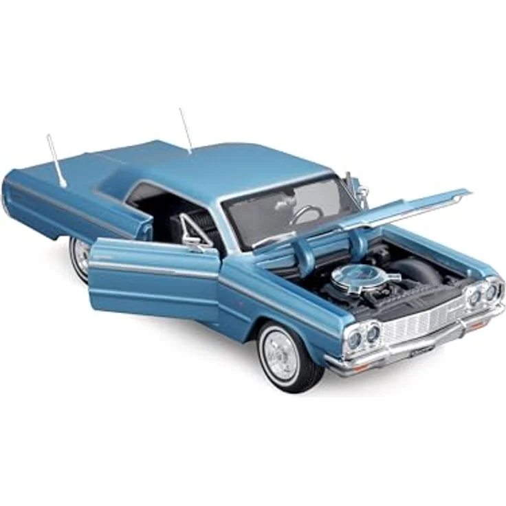 Maisto Chevrolet Impala (1964), Modellauto im Maßstab 1:24, bewegliche Türen, blau, detailgetreue Nachbildung – Bild 5