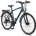Licorne Bike Premium Touring Trekking Bike in 28 Zoll Aluminium Scheibenbremse Fahrrad für Jungen, Mädchen, Damen und Herren - 21 Gang-Schaltung - Mountainbike - Crossbike (Herren, Navy Blau)