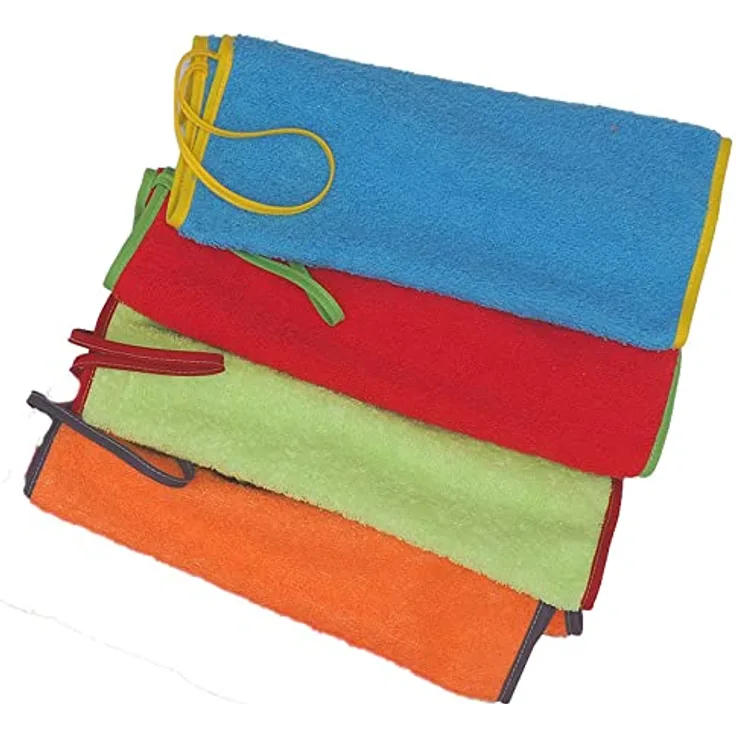 Ti TIN | Packung mit 4 Kinderhandtüchern, 29x50 cm | kleine Handtücher aus Frottee-Stoff, 90% Baumwolle, Farbe: Blau und Orange