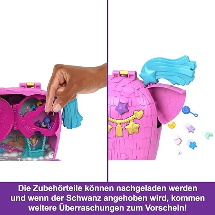 Polly Pocket Playset Unicorn-Partyland, Spielset mit Einhorn-Pinata, 2 Puppen und 29 Accessoires – Bild 5