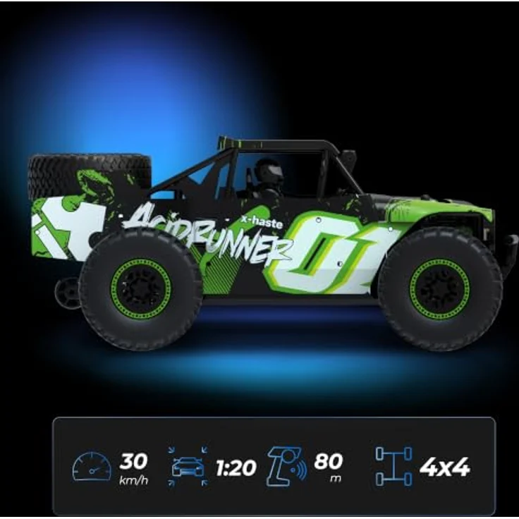 Overmax X-Haste, Ferngesteuertes RC Auto 1:20 4WD Offroad mit LED-Beleuchtung, 30 km/h, 2,4 GHz, Li-Ion Akku 600 mAh – Bild 8