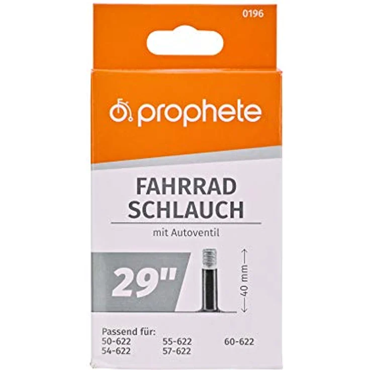 Prophete Unisex – Erwachsene Schlauch 29 x 1.9-2.3 50/60-622, Autoventil (40 mm) Fahrradschlauch, schwarz, One Size (196) – Bild 1