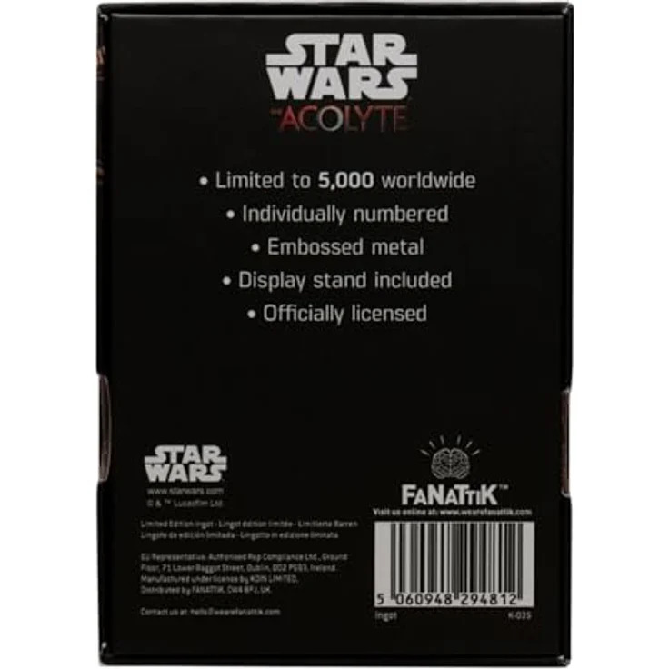 Fanatic Sammlerplakette Star Wars - The Acolyte Ingot Limited Edition, 49 x 74 mm, limitiert auf 5.000 Stück, mit Präsentationsbox und Displaystand – Bild 7