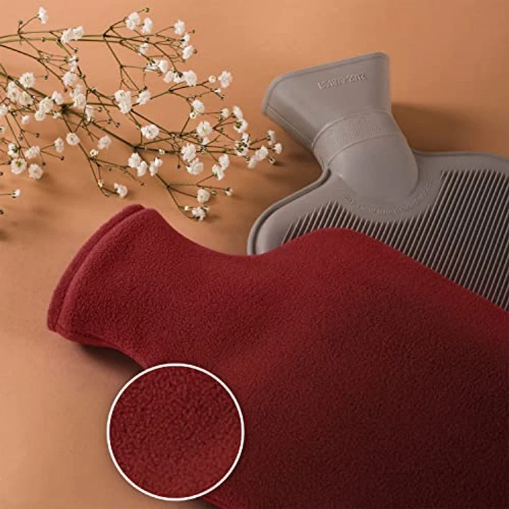 Blumtal Wärmflasche mit Bezug aus Polar Fleece, 1,5 L Bettflasche zur Schmerzlinderung, für Kinder und Erwachsene, waschbar, drei modische Farben verfügbar – Bild 2