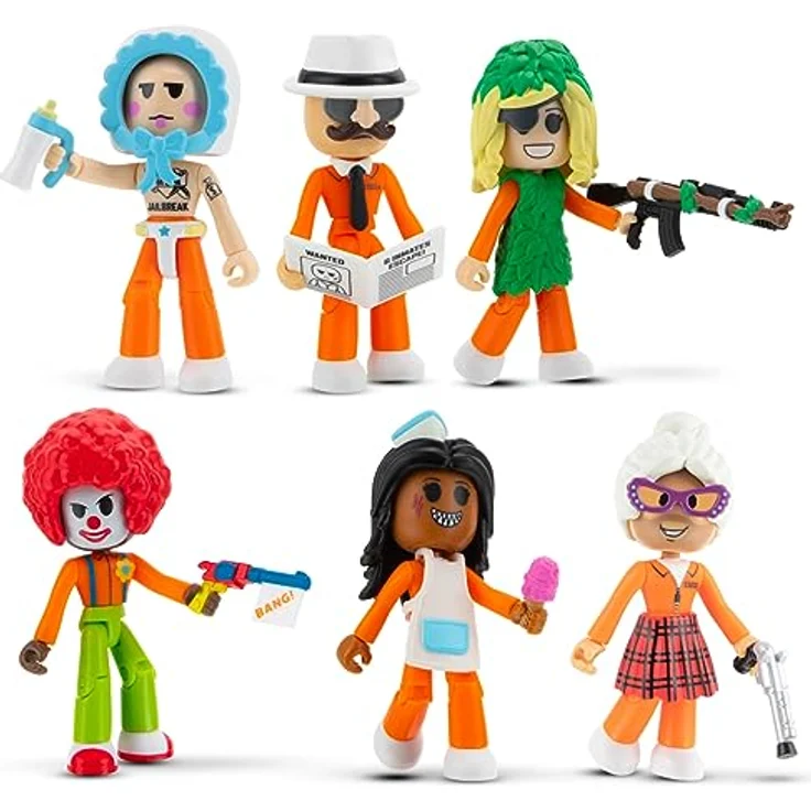 Jazwares Roblox Jailbreak Figuren-Set, 6 bewegliche Actionfiguren mit Zubehör und Spielcode - CRS0059 – Bild 1