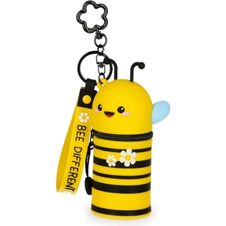 Legami Mini-Geldbörse Kawaii Bee, Silikon mit Spirale, Karabinerhaken und Handschlaufe, 5 x 12 x 5 cm – Bild 3
