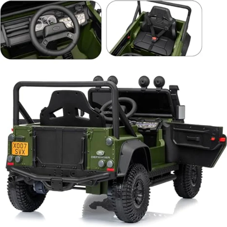 JAMARA Ride-on Land Rover Defender 110 SVX, Elektroauto für Kinder ab 3 Jahren, 2,4GHz Fernsteuerung, LED-Lichter, Bluetooth-Musik, Lithium-Ionen-Akku 12,6V, Gaspedal, schlüsselloser Start – Bild 5