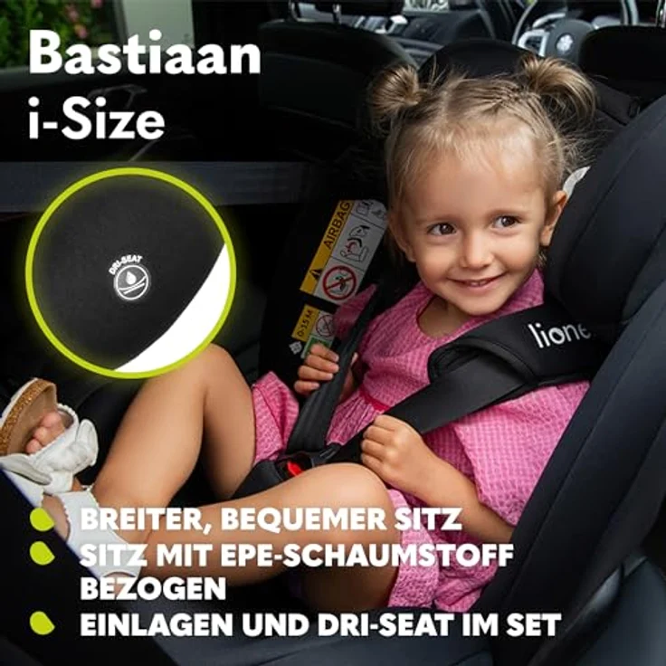lionelo Autokindersitz BASTIAAN I-SIZE, i-Size / 0-36 kg / Isofix + Top Tether, ab Geburt bis 12 Jahre, grau – Bild 6