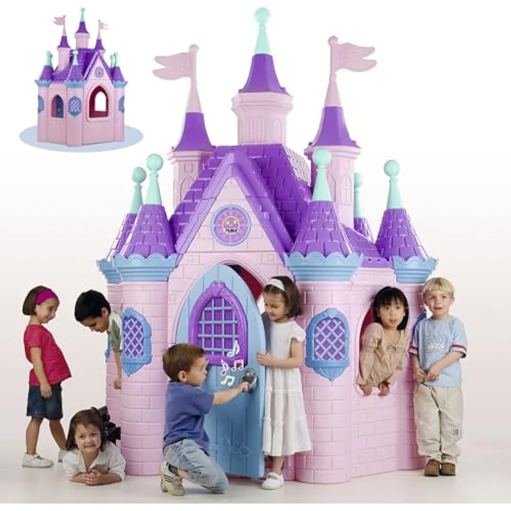 FEBER Spielburg für Kinder, Spielzeugpalasthaus mit 9 Türmen, wetterbeständig, 123 x 100 x 102 cm – Bild 5