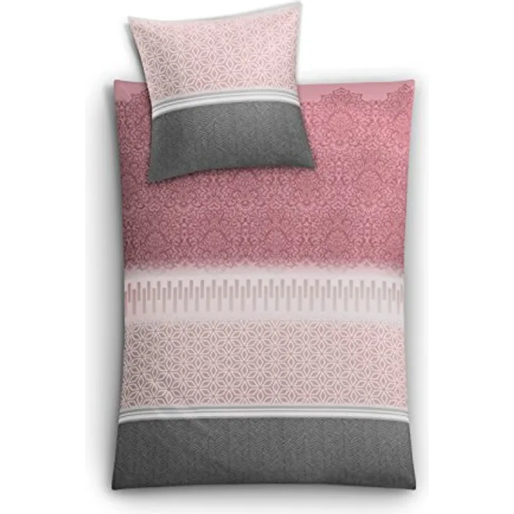 Kleine Wolke Estrella Bettwäsche, 155 x 220 cm und 80 x 80 cm, Mako-Satin, 100% Baumwolle, Pastellrose, Öko-Tex Standard 100, mit Reißverschluss, waschbar bis 60° und trocknergeeignet