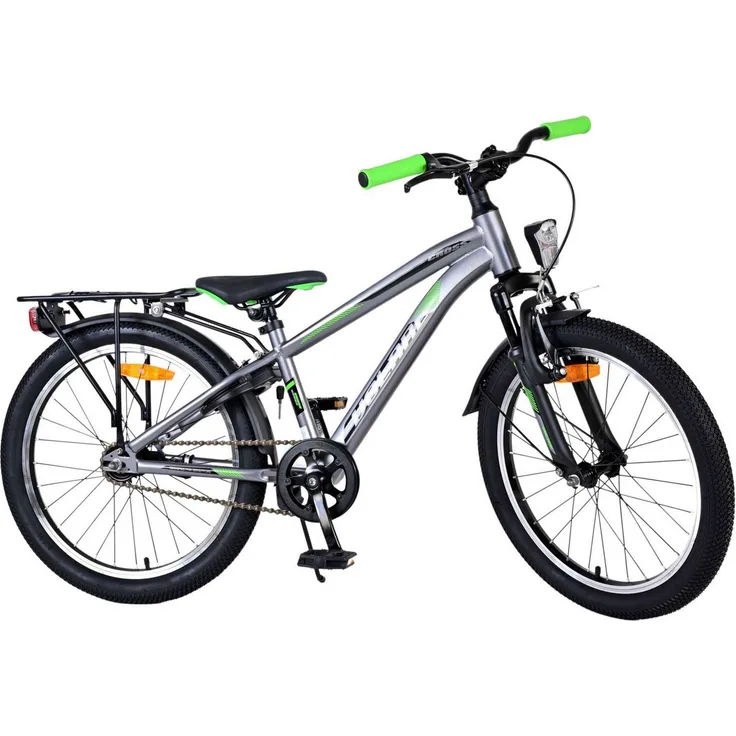 Volare Kinderfahrrad Cross 20 Zoll für Jungen in Dunkelgrau, mit Hand- und Rücktrittbremse, Gepäckträger und 6 Gängen