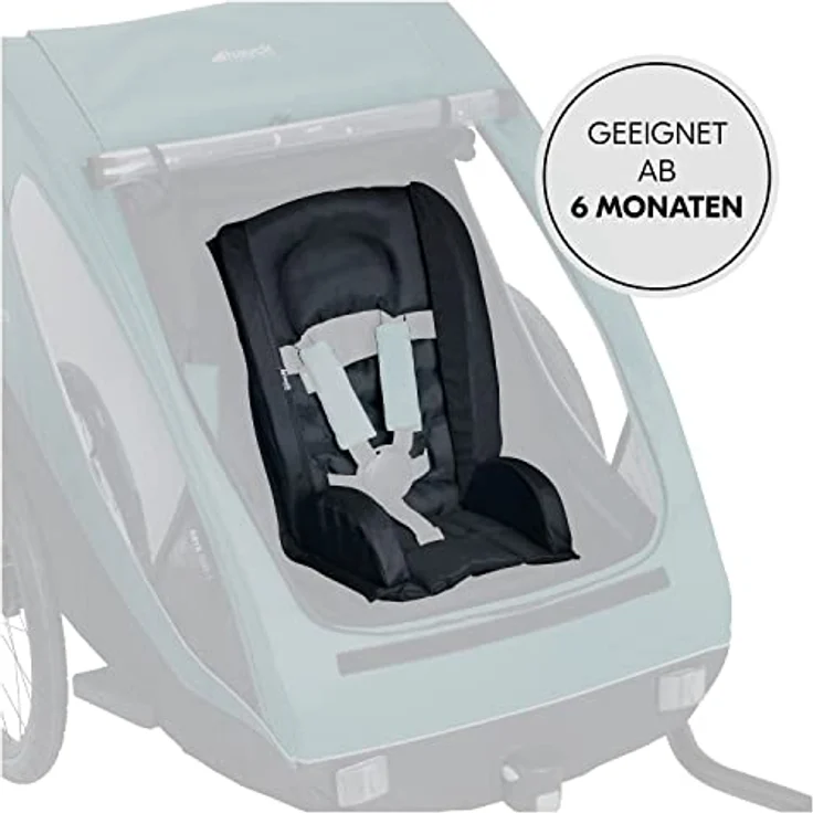 Hauck Sitzverkleinerer für Fahrradanhänger Bike Trailer Comfort Seat für Kinder ab 6 Monate, Geeignet für 5-Punkt-Gurt, Kompatibel mit hauck Dryk Duo, Stabile Seiten Weiche Polsterung (Black) – Bild 4