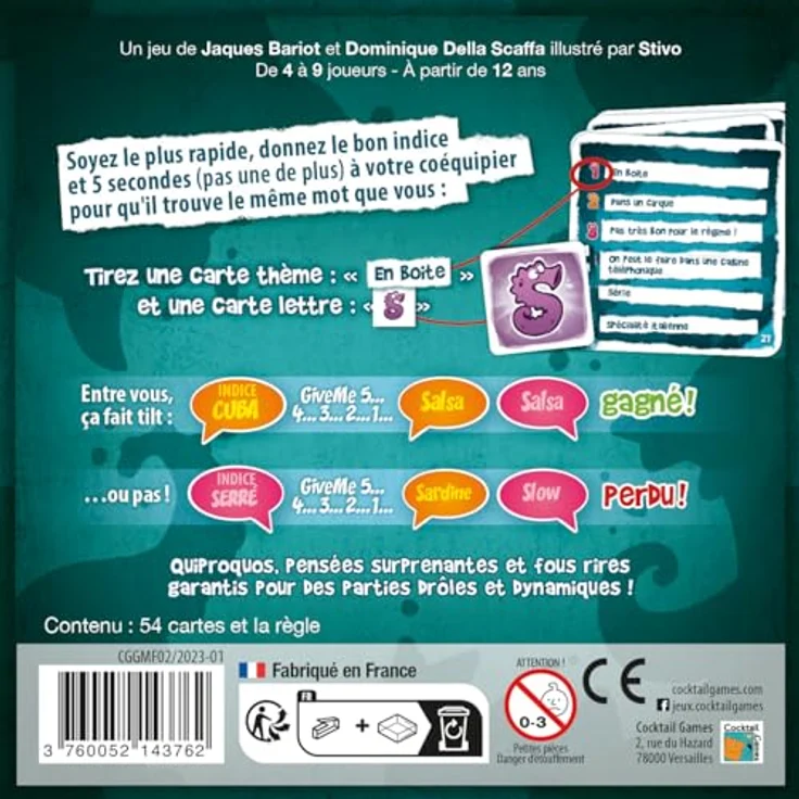 Asmodee Give me Five, Tischspiel in Französisch, Kommunikations- und Teamspiel, blauer Karton, empfohlen ab 12 Jahren – Bild 3