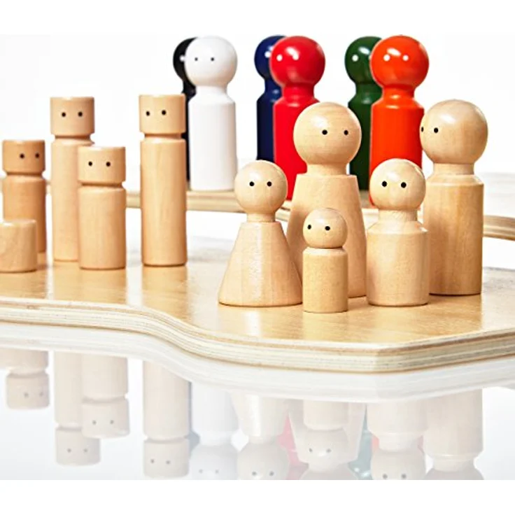 Lumaland Familienbrett für Aufstellungen mit 30 Holzfiguren | Systemisches Coaching durch unterschiedliche Farben, Größen und Formen | Ideal für Familienaufstellungen etc. – Bild 2