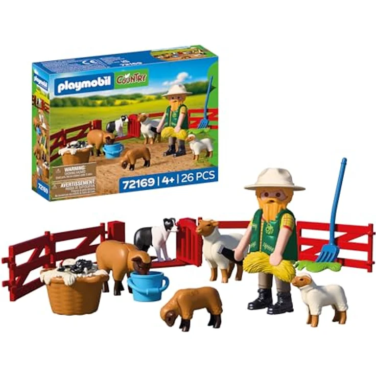 Playmobil Young Shepherd, Spielset mit Schafpflege, Scherwerkzeug und Hundefigur, Modell 72169 – Bild 1