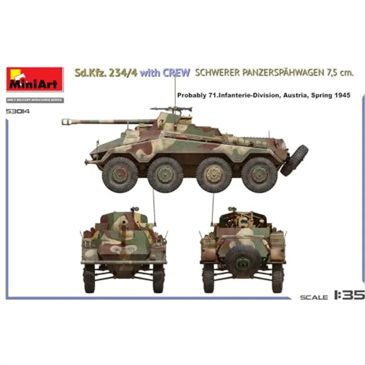 MiniArt Sd.Kfz. 234/4, Modellbausatz 1:35 mit 7,5 cm Kanone und 4 Besatzungsfiguren, detaillierte Nachbildung mit Fotoätzteilen und 4 Decal-Optionen – Bild 5