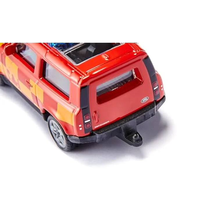 siku 1568, Land Rover Defender Feuerwehr, Spielzeug-Auto, Metall/Kunststoff, Rot/Gelb, Anhängerkupplung, Gummierte Reifen, Blaue Signalbalken – Bild 5