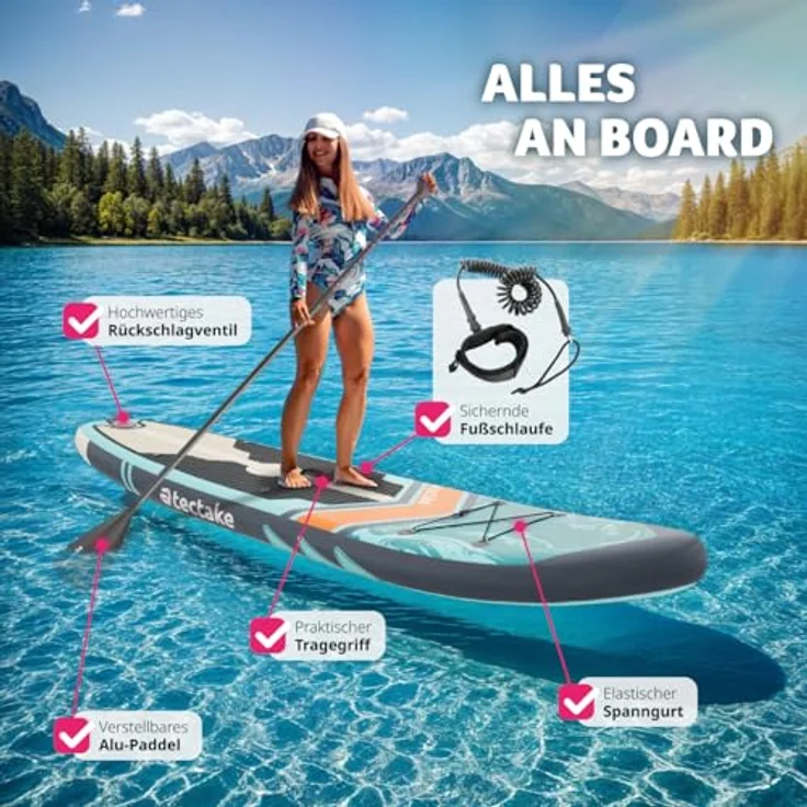 tectake SUP-Board Zenon, aufblasbares Stand-Up Paddle Board, Belastbarkeit 200 kg – Bild 3