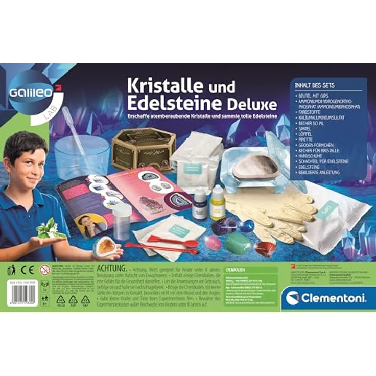 Galileo Lab - Kristalle und Edelsteine Deluxe, Kristalle züchten und Edelsteine sammeln für Kinder ab 8 Jahren, 59330 von Clementoni – Bild 2